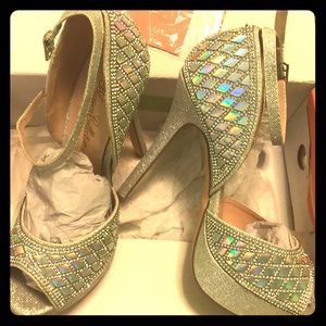 Silver shimmer high heel shoes